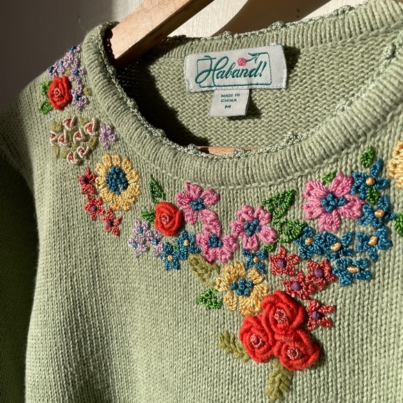 Vintage Embroidered Cotton Sweater - Picture 1 of 3